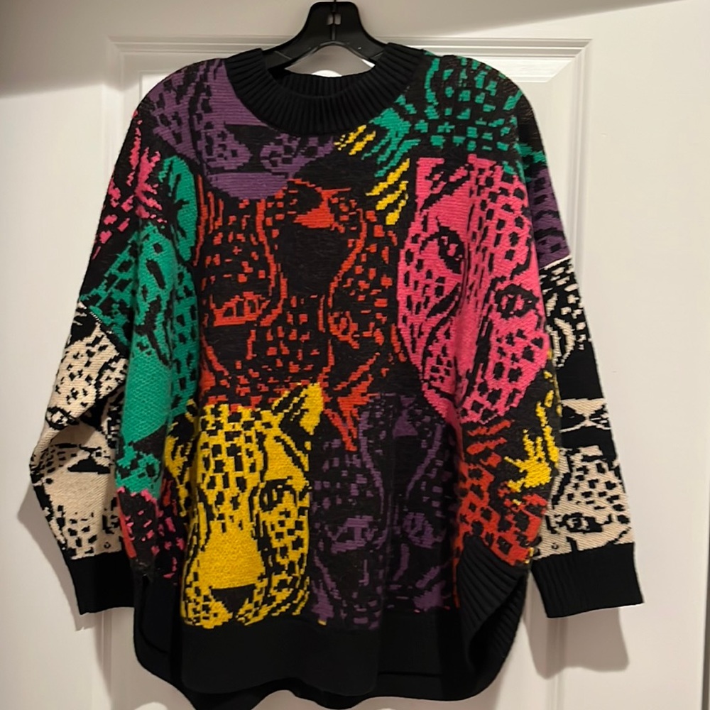 Farm Rio Women’s Mixed Midnight Leopards Sweater
